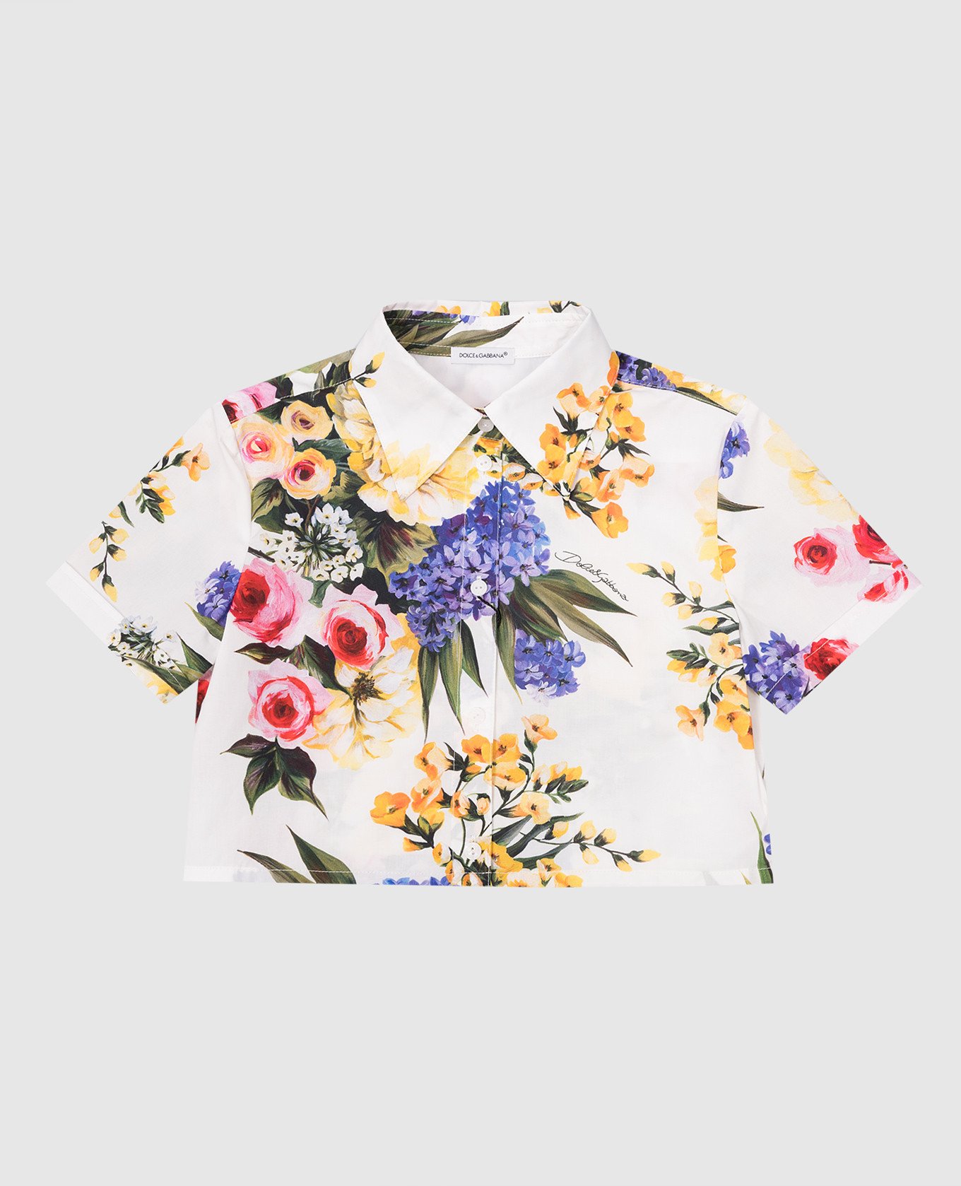 Children's white blouse in a floral print dolce&gabbana