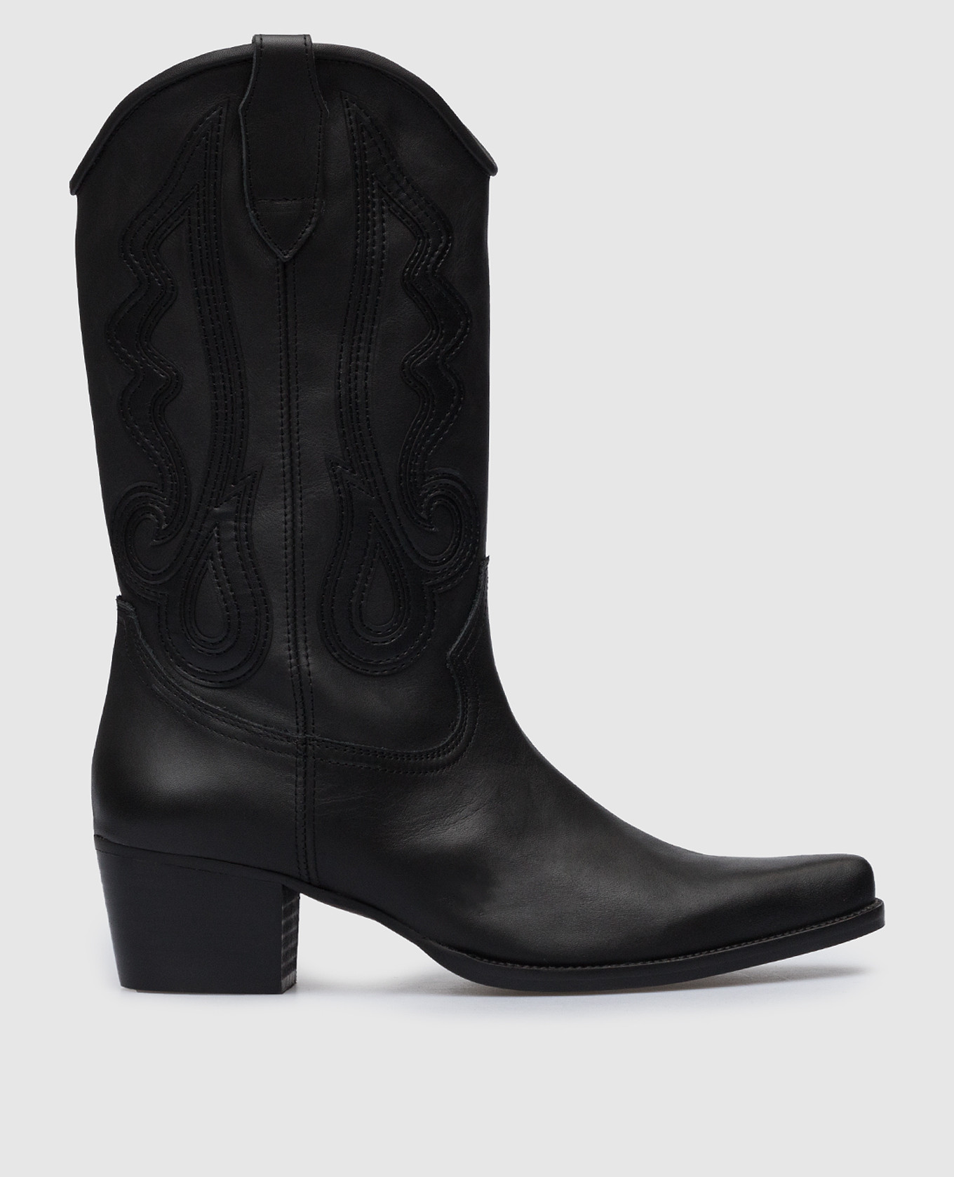 

Black leather folk boots with appliqué Max & Co