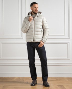 Moncler Arneb beige down jacket with logo patch 1A00134549SK