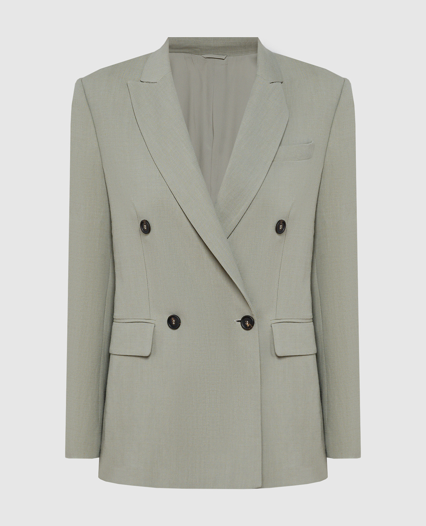 

Gray double breasted linen jacket with monil chain Brunello Cucinelli, Grey