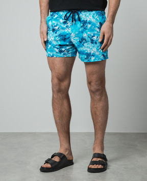 Vilebrequin Moorise Starlettes & Turtles Tie & Dye Swim Shorts in Blue MSOC4F02