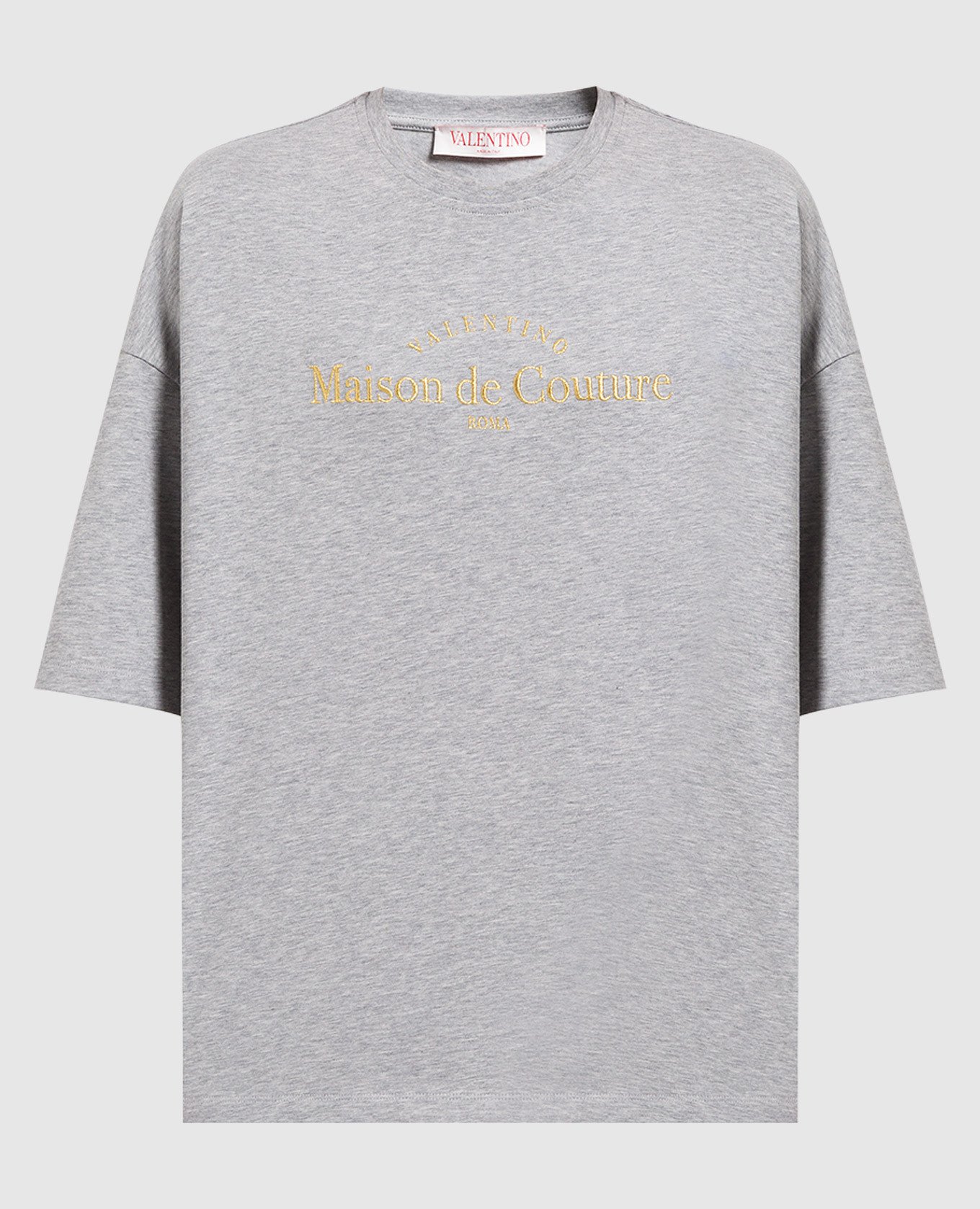 Gray melange t-shirt with logo embroidery valentino