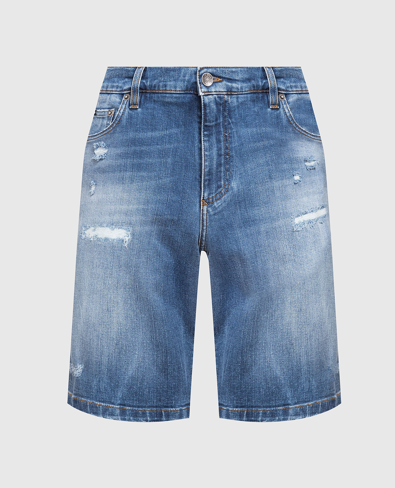 Dolce&Gabbana - Light blue distressed ripped denim shorts