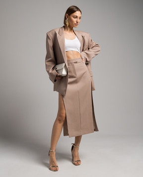 The Attico Beige midi skirt made of wool with slits 241WCS186W046