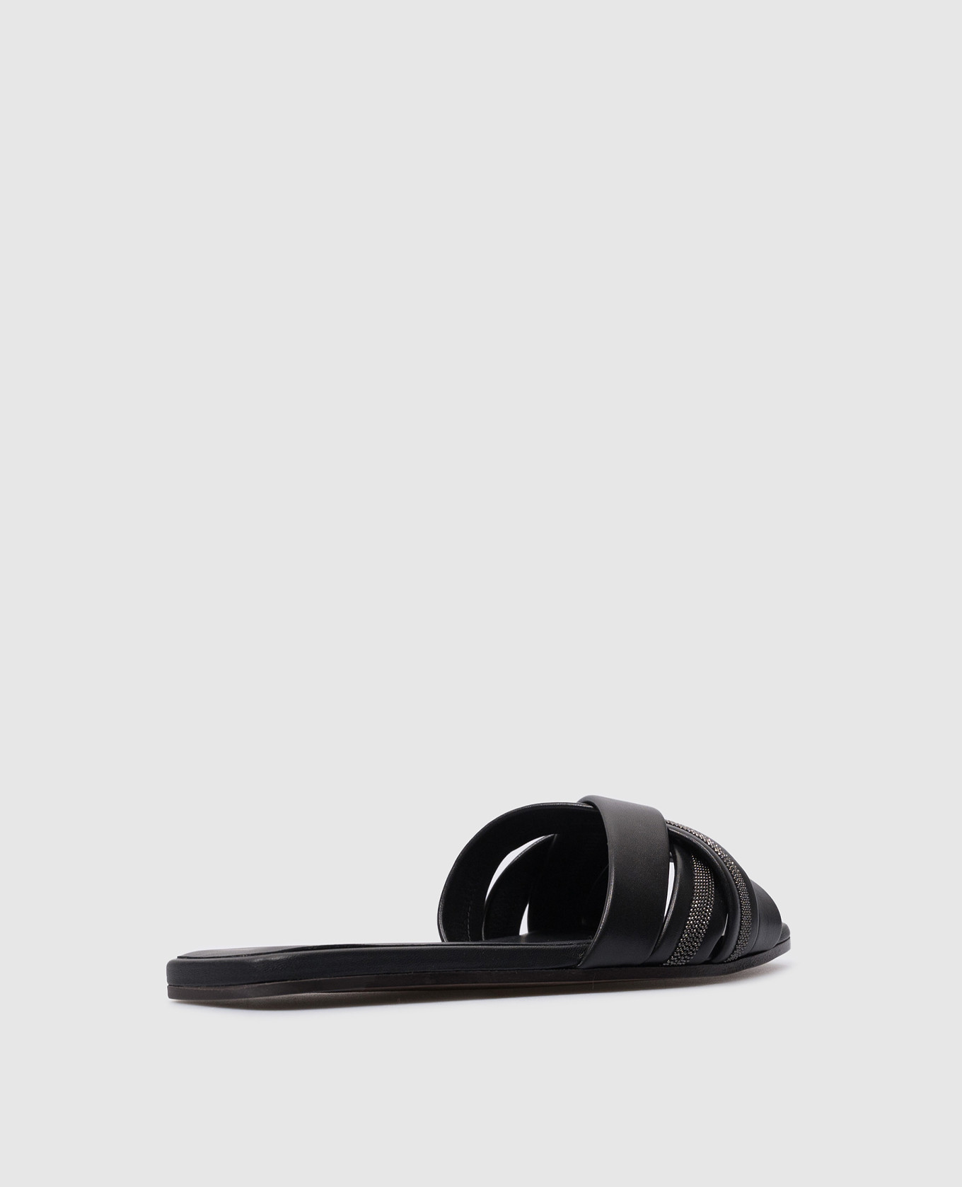 

Black leather flip flops with monil chain Brunello Cucinelli