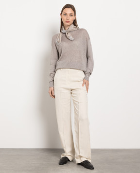 Brunello Cucinelli Beige pants with monil chain MH126P8275