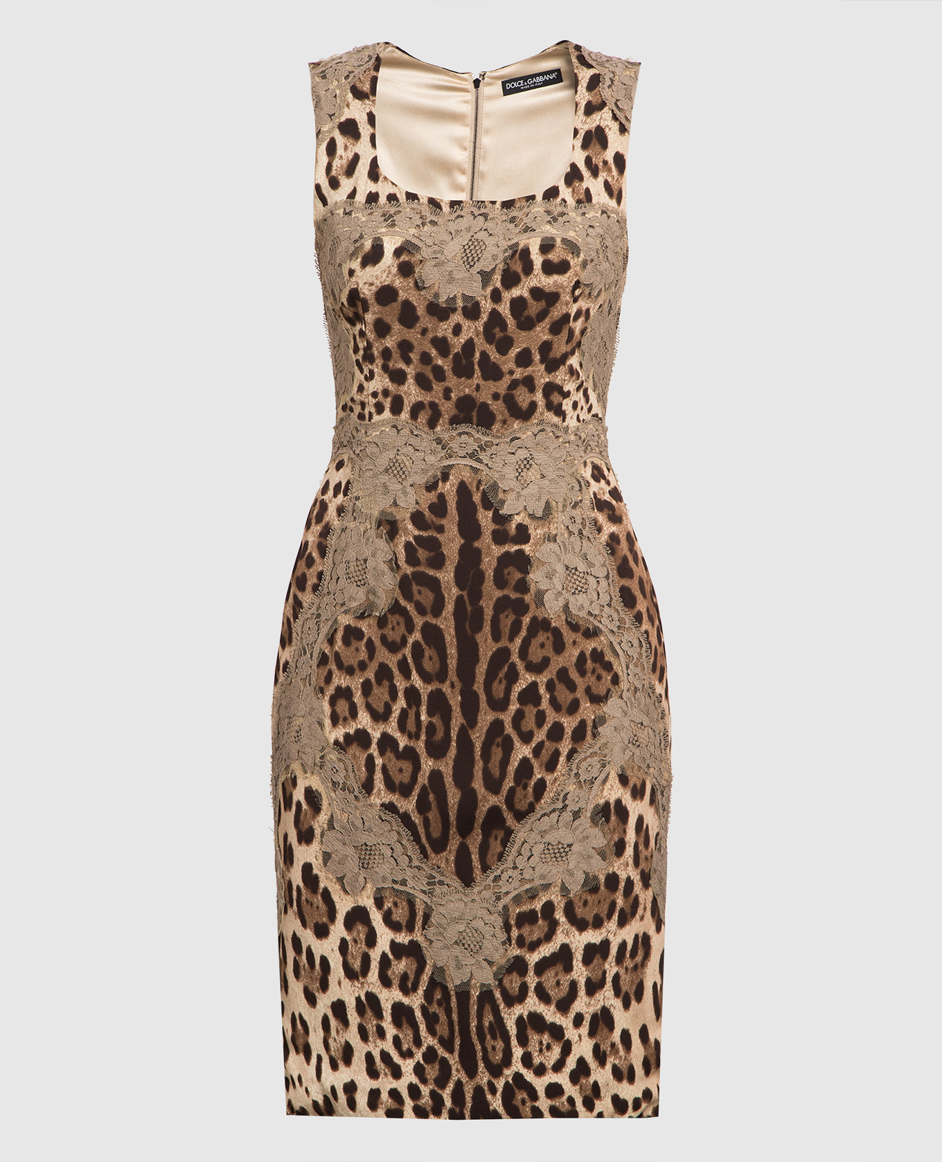 

Brown dress in leopard print with lace Dolce&Gabbana