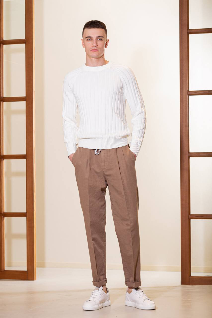 Brown pants with linen Brunello Cucinelli 7