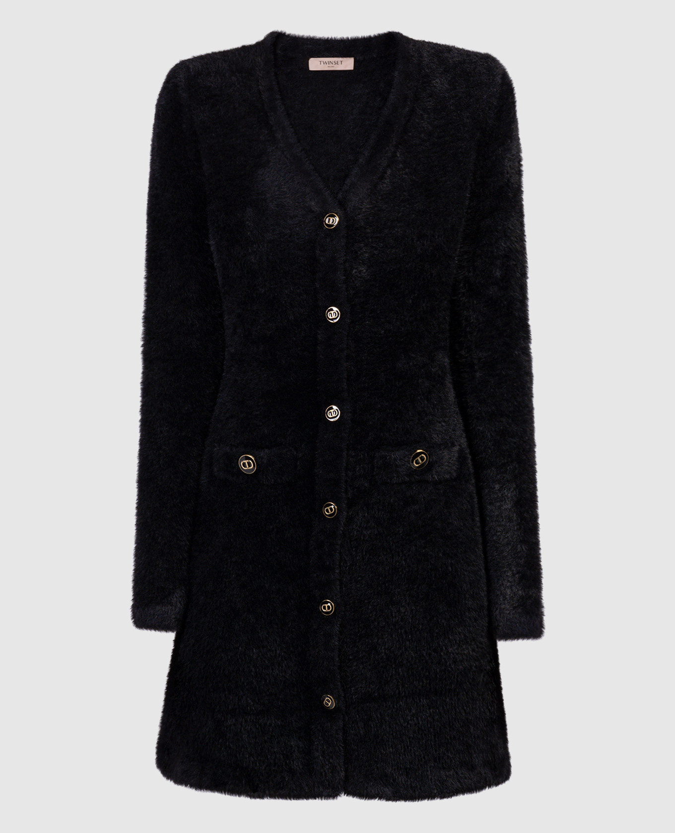 Black shirt dress with logo Twinset