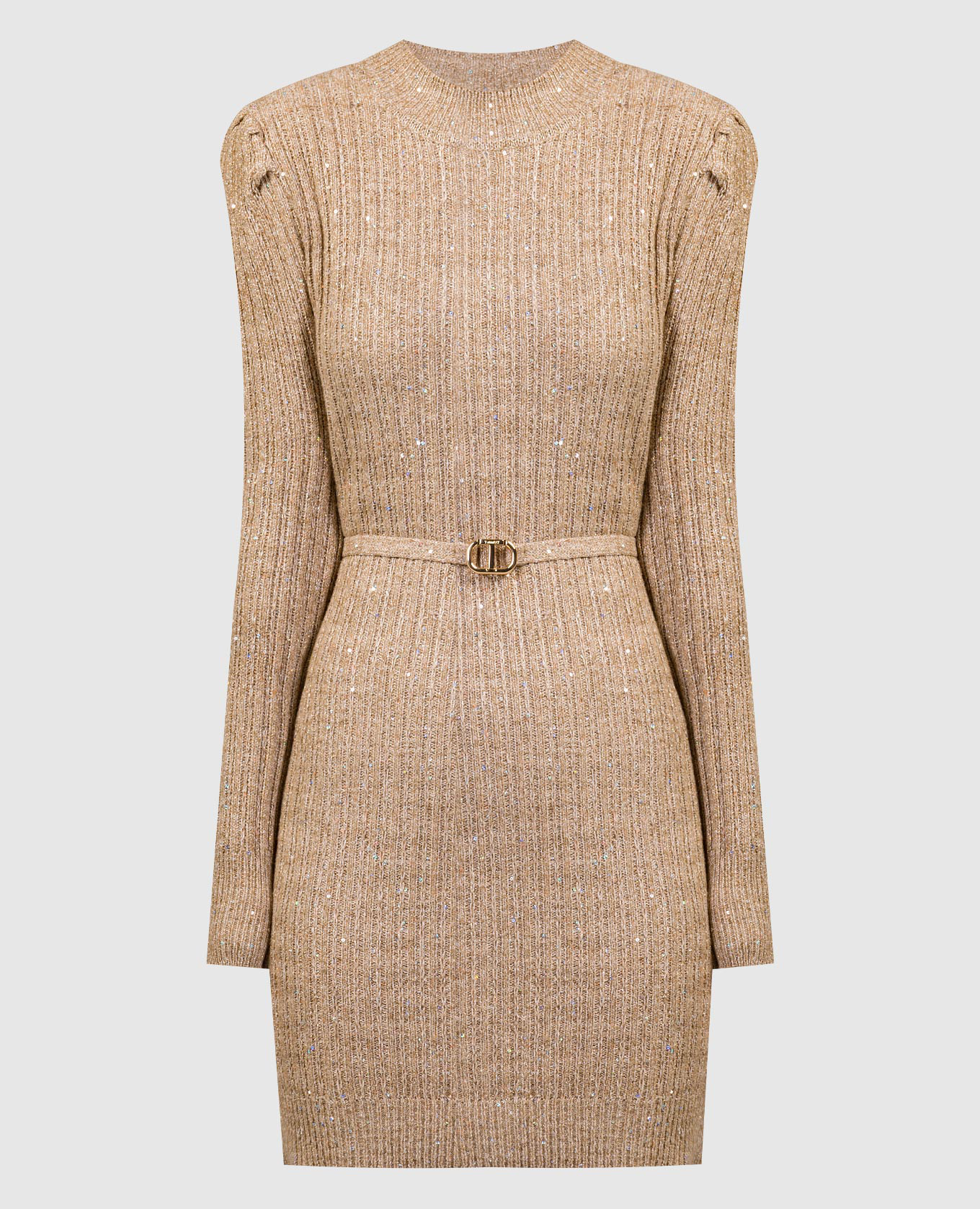 

Brown mini dress with lurex and sequins Twinset, Коричневый
