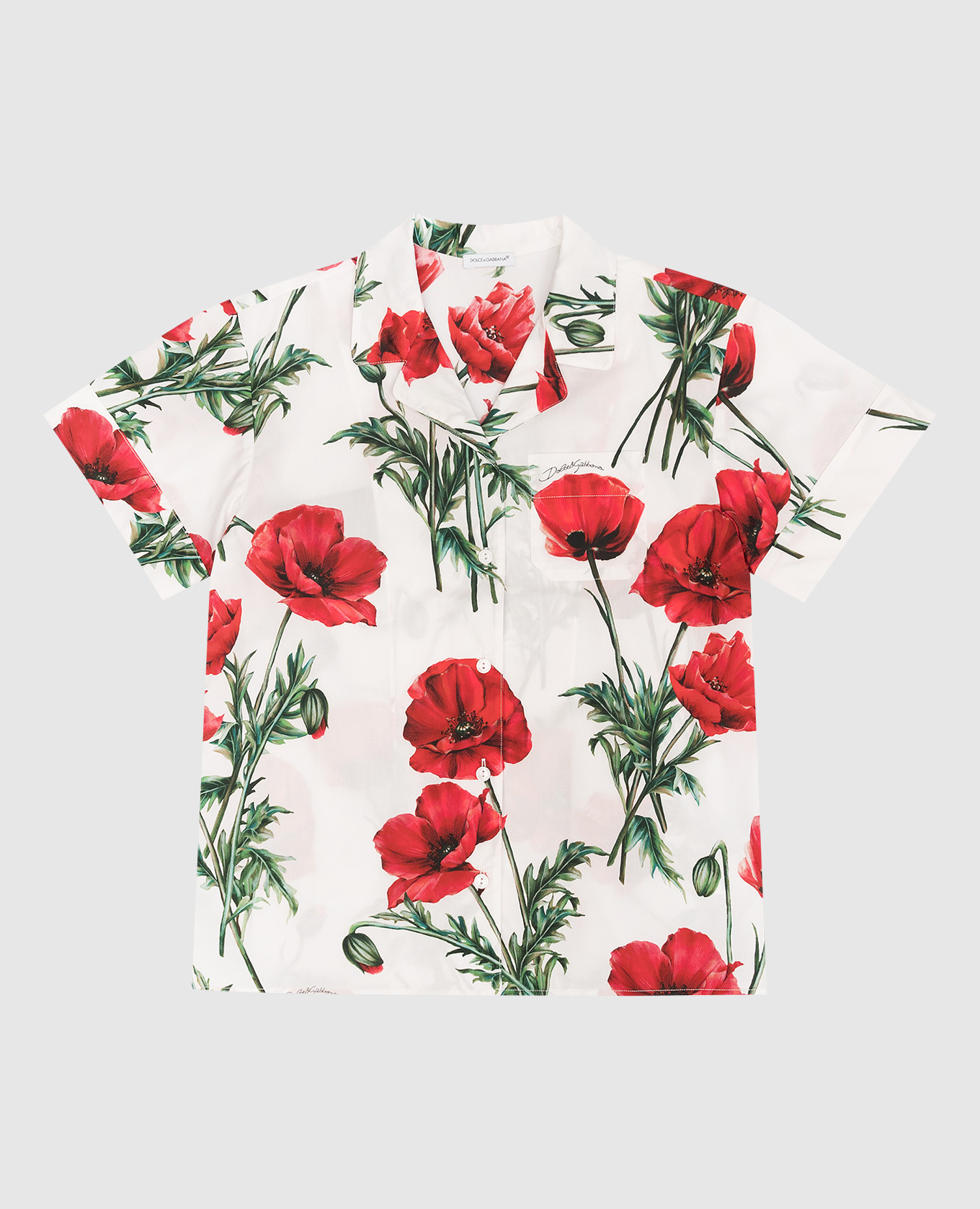 Children's white shirt with happy garden print dolce&gabbana