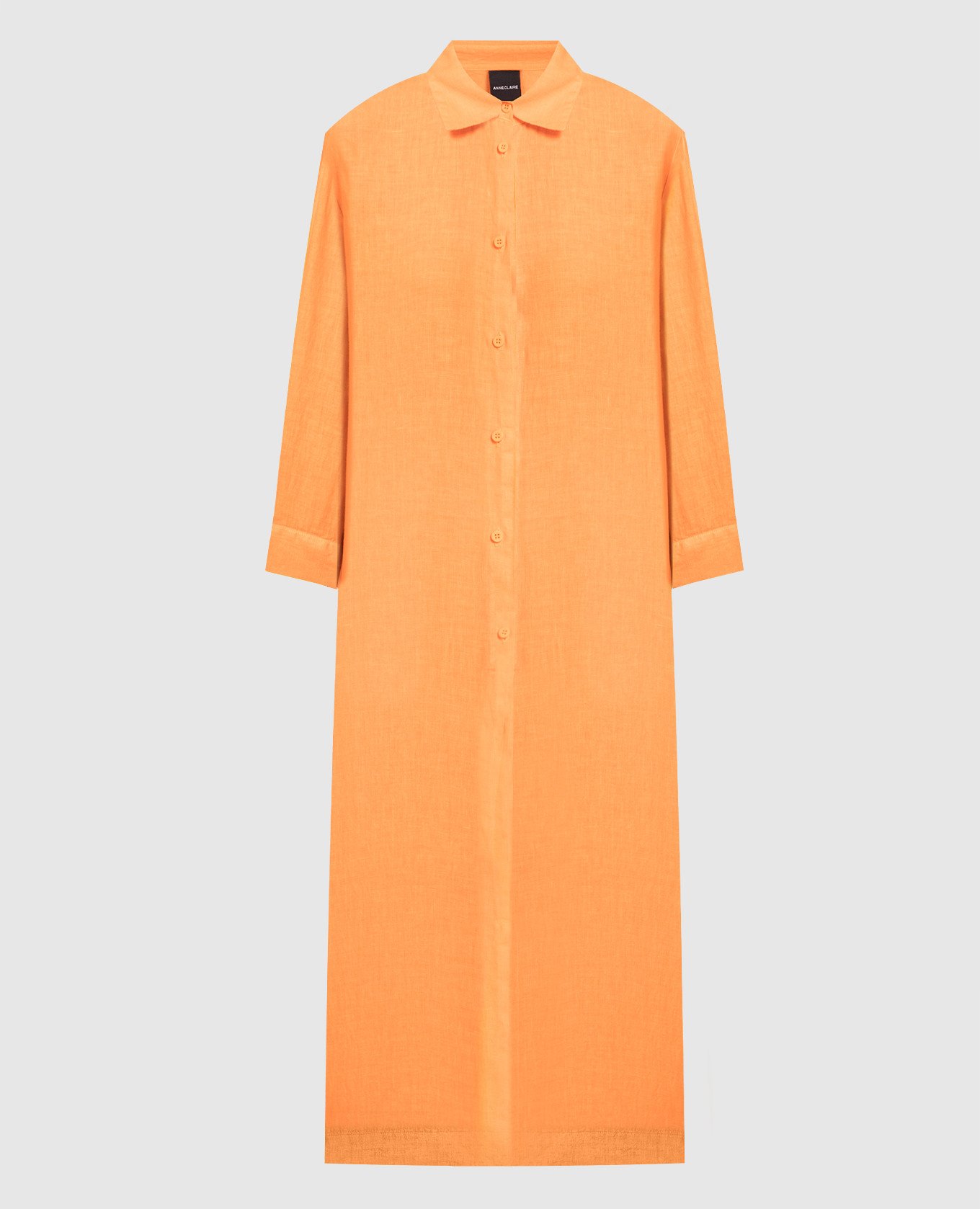 

Orange elongated shirt made of linen ANNECLAIRE