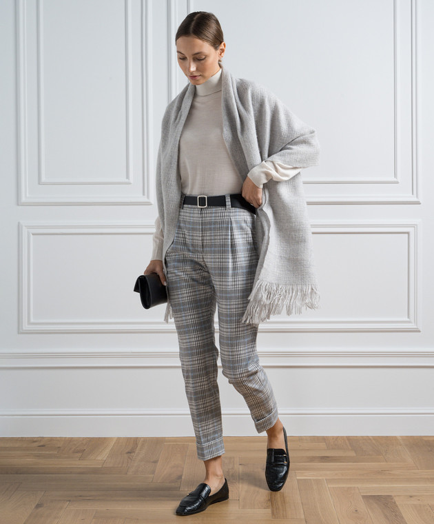 パンツ Peserico Check wool trousers PESERICO WOMANS CHECKERED WOOL BLEND TROUSERS SZ EU 42/US 6