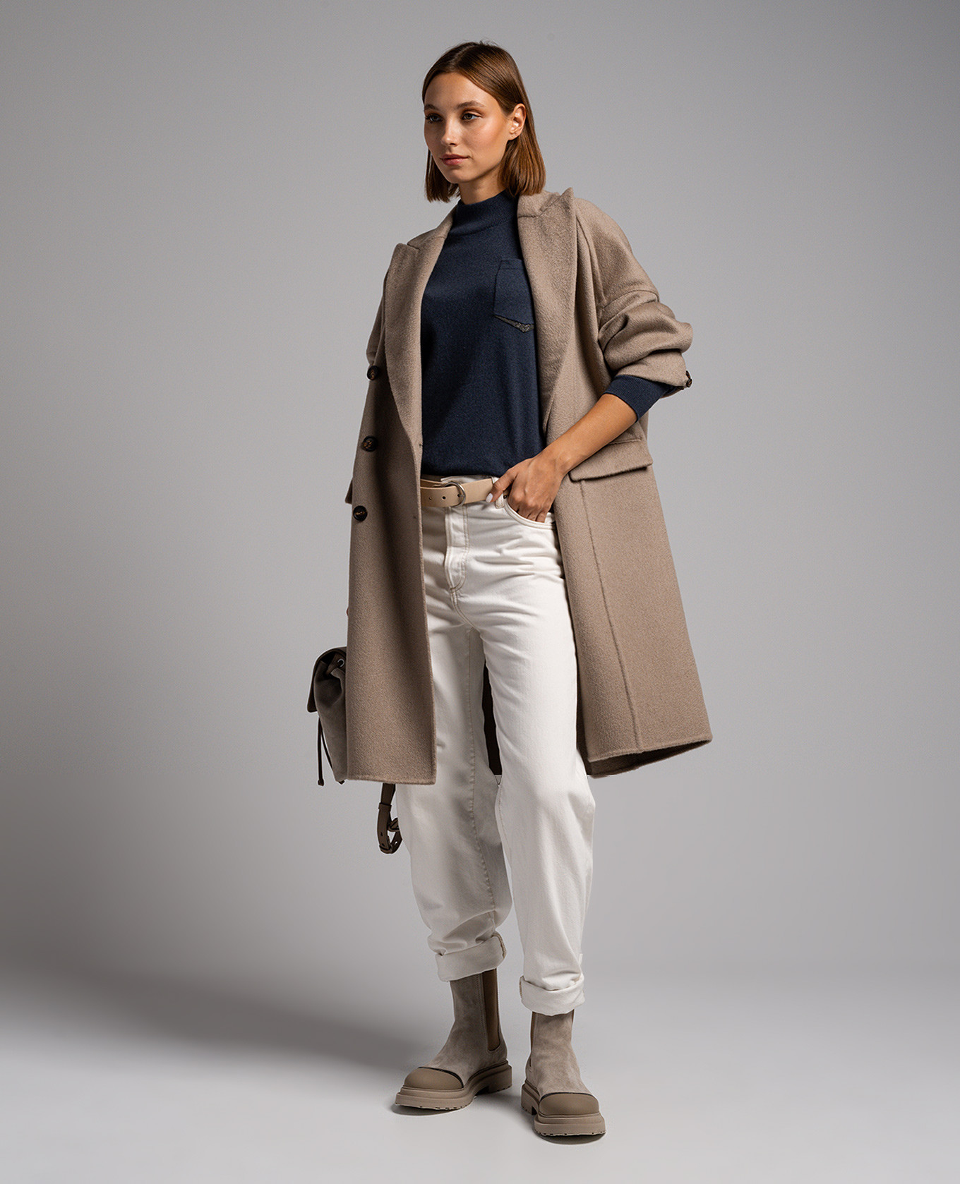 

Blue cashmere jumper with monil chain Brunello Cucinelli