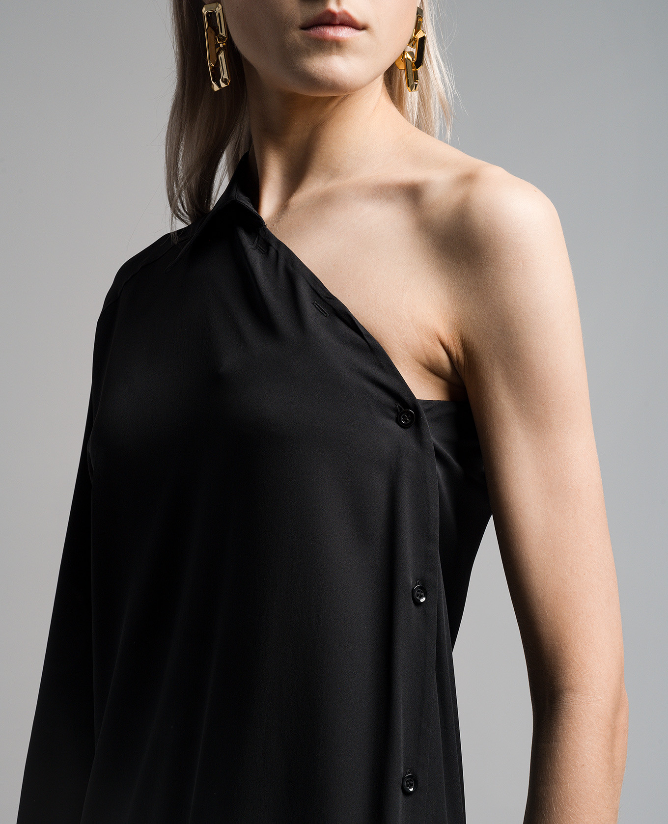Black asymmetrical ZURCA silk dress Max Mara Sportmax 5