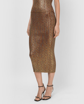 Balmain Metallic effect midi skirt XF1LD041KB29