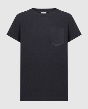 Brunello Cucinelli Gray t-shirt with monil chain MPT18BD400
