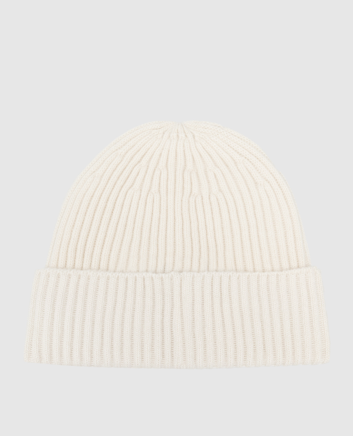 

White cashmere hat with a rib Brunello Cucinelli