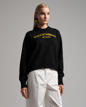 Dolce&Gabbana Black cashmere sweater with logo print FXW03TJAWX1