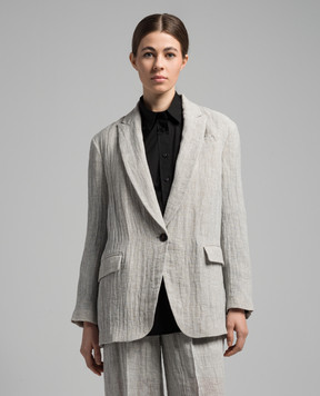 Brunello Cucinelli Gray linen jacket with monil chain MH5702519