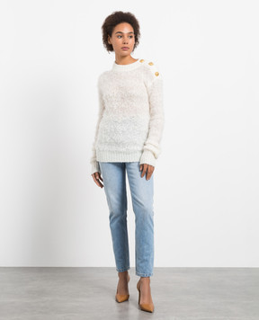 Balmain White wool and mohair jumper YF1KA031KC68