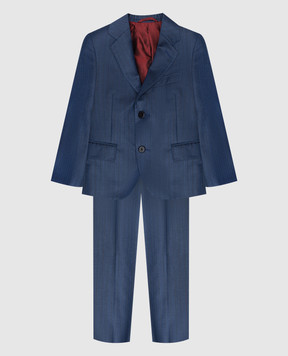 Stefano Ricci Children's blue wool and silk striped suit Y1SF732900HC5374