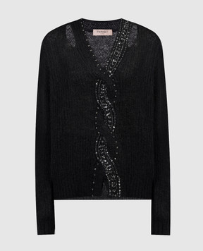 Twinset Black sweater with crystals and sequins 232TT3390