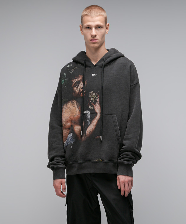 Off-White - Bacchus gray print hoodie OMBB085F23FLE016