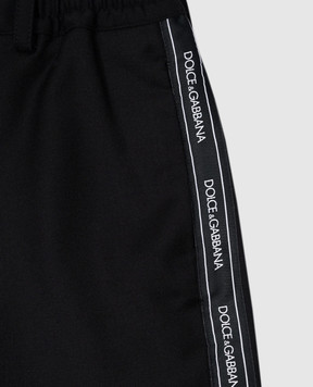 Dolce&Gabbana Children's black trousers made of wool with a logo L44P45G7L4S46
