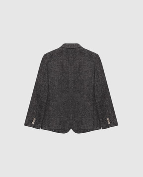 Stefano Ricci Children's dark gray patterned wool blazer Y1RSGD2200WPC01A