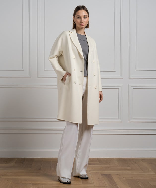 Max Mara White double breasted coat MERINGA made of wool silk and cashmere MERINGA buy with Luxembourg delivery at Symbol