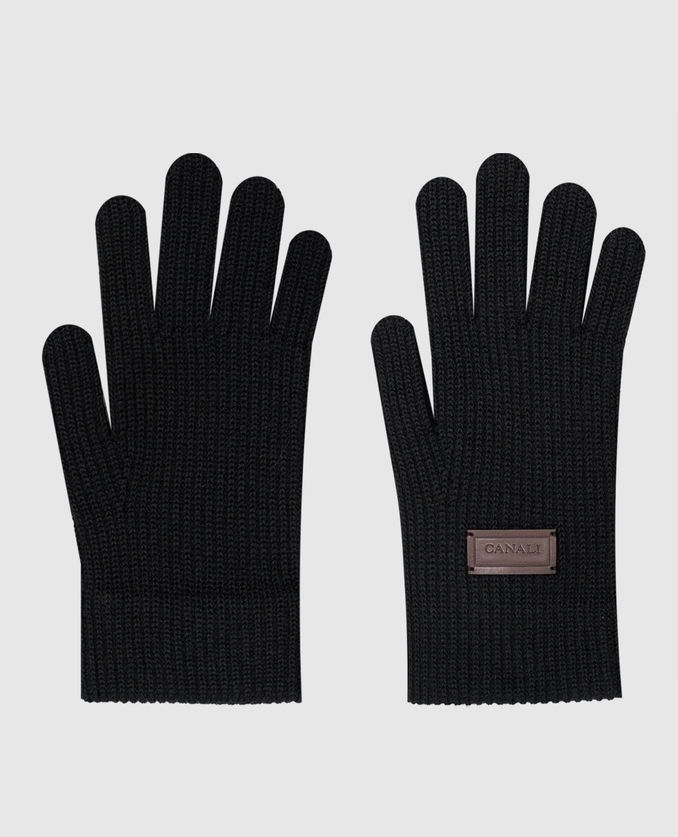 

Black gloves with logo patch Canali, Черный