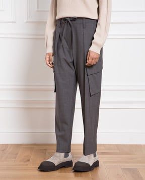 Brunello Cucinelli Gray cargo with monil chain MPW07P8312