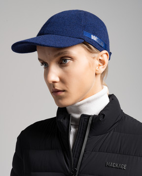 Borsalino Blue cashmere cap with logo 13373EWS
