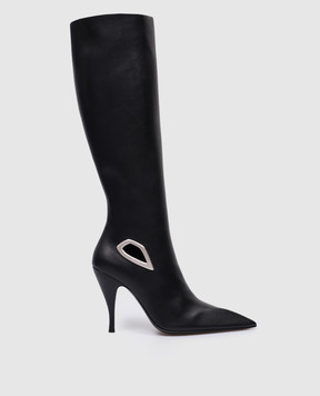 Off-White Crescent black leather boots with a metal element OWIE040F23LEA001