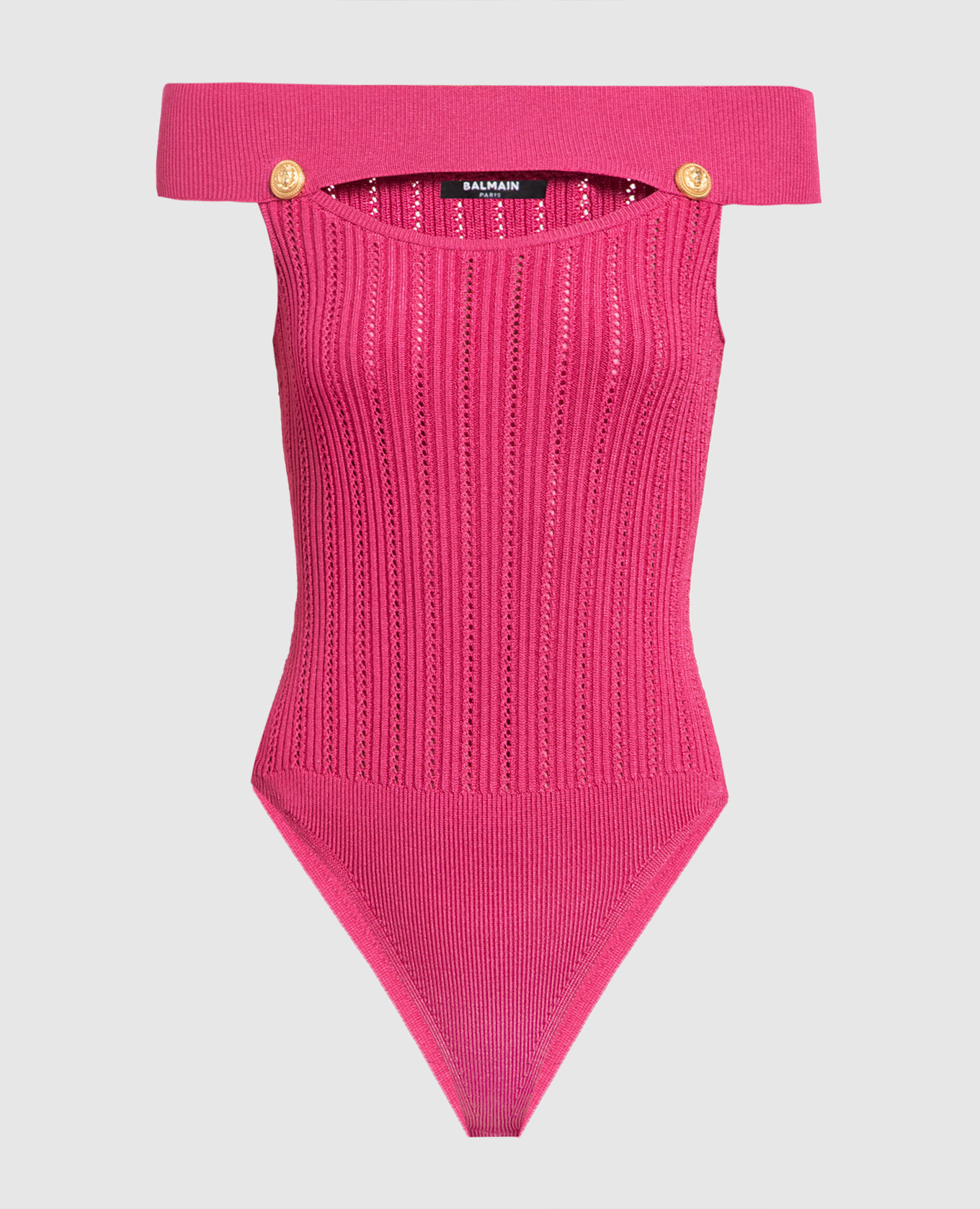 

Pink bodysuit with branded studs Balmain