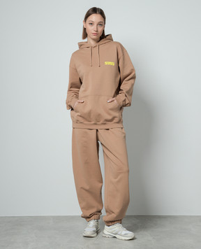 Vetements Brown joggers with logo embroidery UE64SP600O