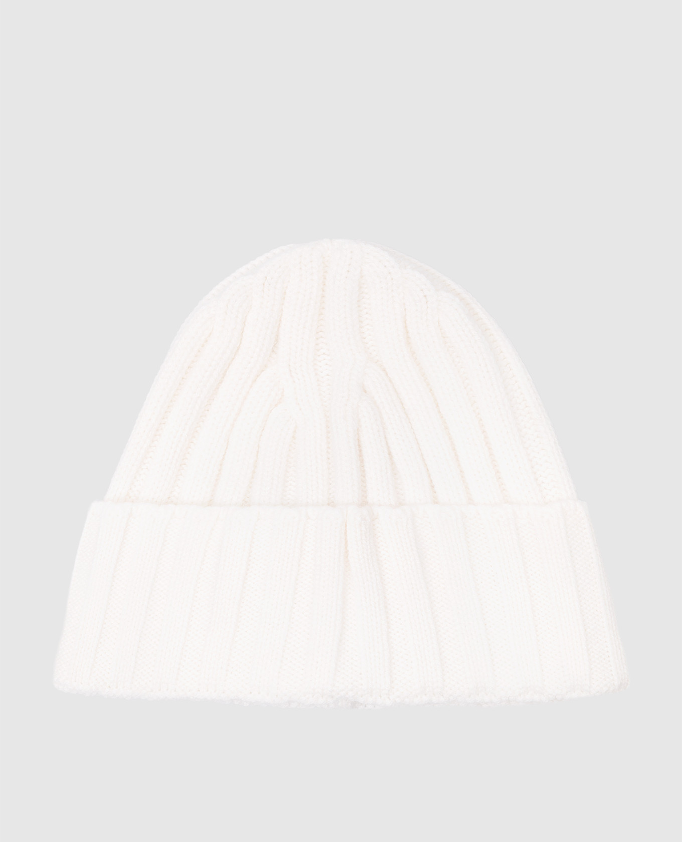 

White cashmere hat with a rib Enrico Mandelli, Белый
