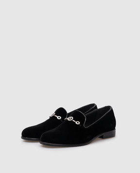 Stefano Ricci Children's black velor slippers YRU59CG864VL