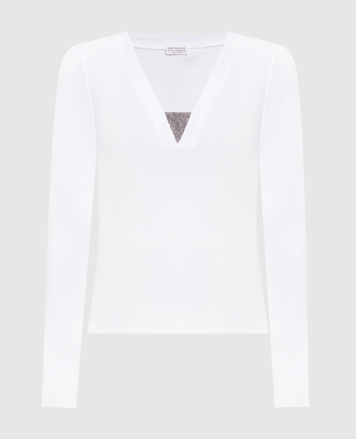 Brunello Cucinelli - White longsleeve with monil chain M0TC8EL682
