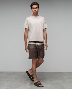 Dolce&Gabbana Brown swim shorts with Re-edition patch M4E74TFUSFW