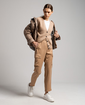 Peserico High rise brown cargo pants P04467A01955