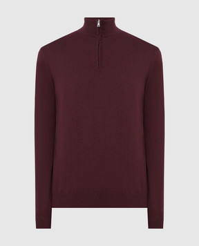 Cashmere&Whiskey Burgundy cashmere jumper with zipper 357N