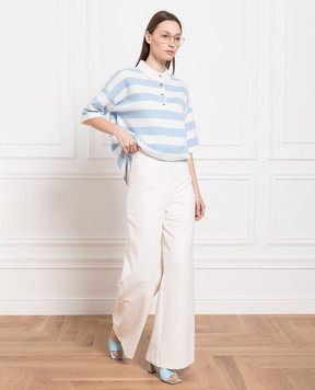 Allude Striped wool and cashmere polo shirt 23217134