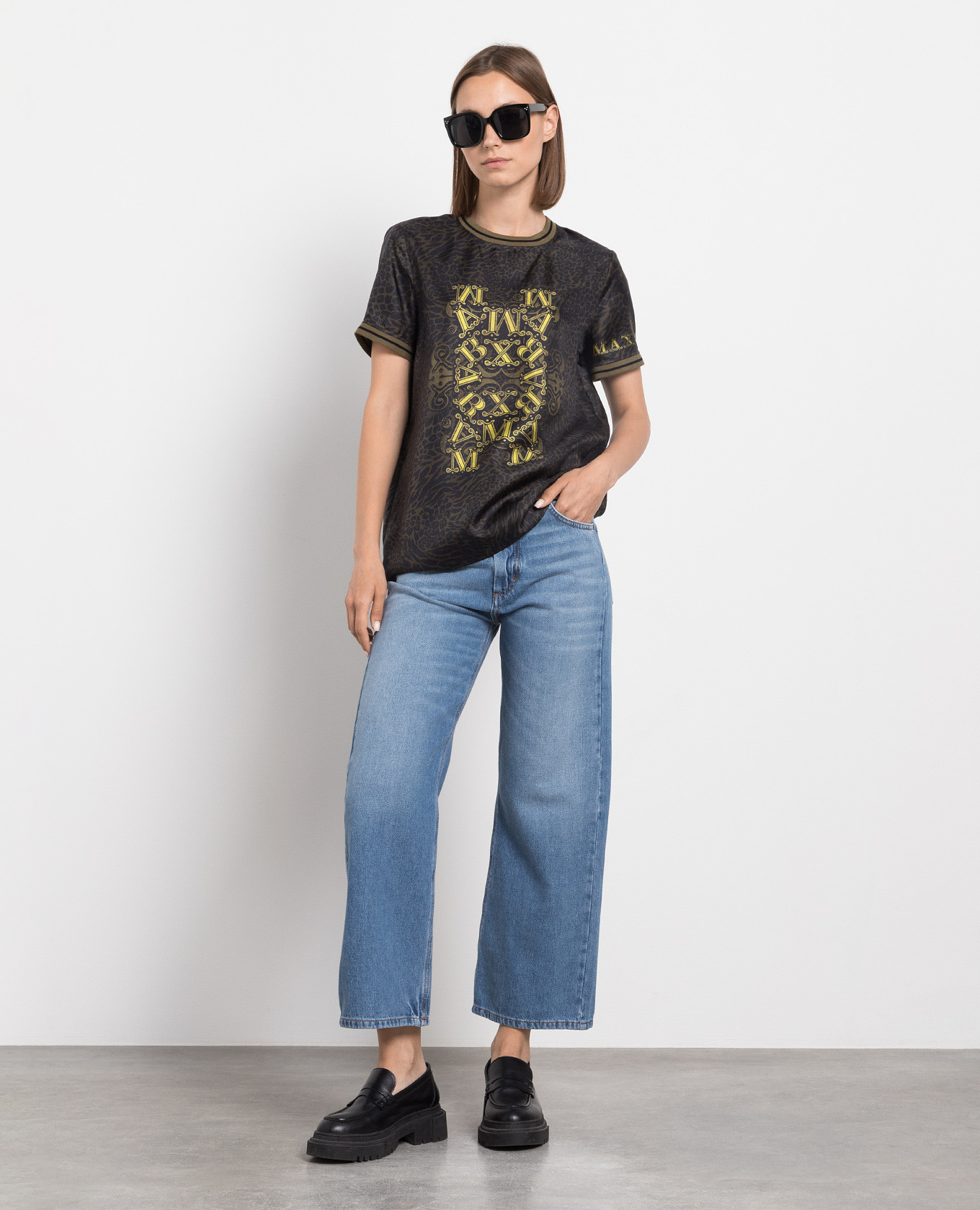 

Green silk T-shirt with logo Max Mara, Khaki