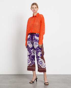 Valentino Orange cotton lace shirt XB3AB3A16W1