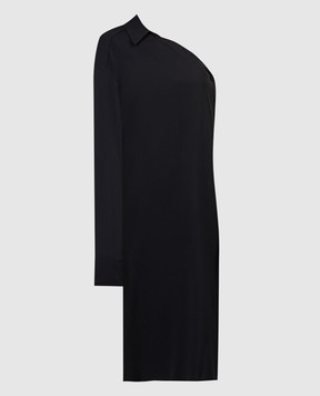 Max Mara Sportmax Black asymmetrical ZURCA silk dress ZURCA