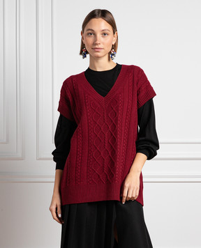 Ballantyne Burgundy vest made of wool in a textured pattern B1S1117W113