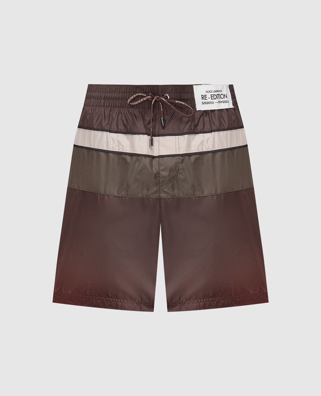 Brown swim shorts with re-edition patch dolce&gabbana