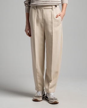 Brunello Cucinelli Beige pants with linen MH579P8607
